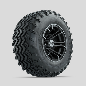 GTW Spyder Machined/Matte Grey 10 in Wheels with 20x10.00-10 Rogue All Terrain Tires  Full Set