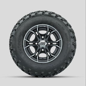 GTW Spyder Machined/Matte Grey 10 in Wheels with 20x10.00-10 Rogue All Terrain Tires  Full Set