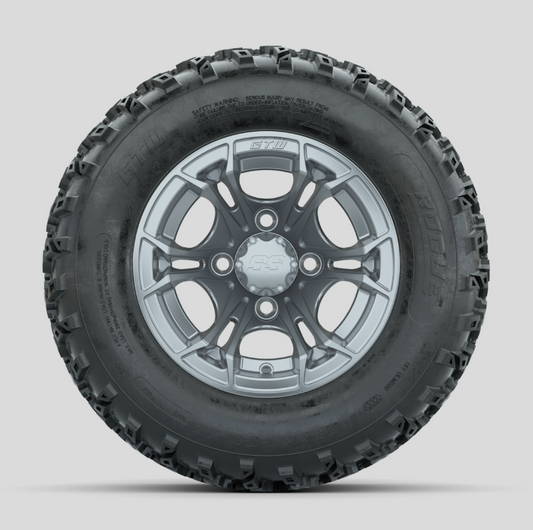 GTW Spyder Silver 12 in Wheels with 23x10.00-12 Rogue All Terrain Tires – Full Set