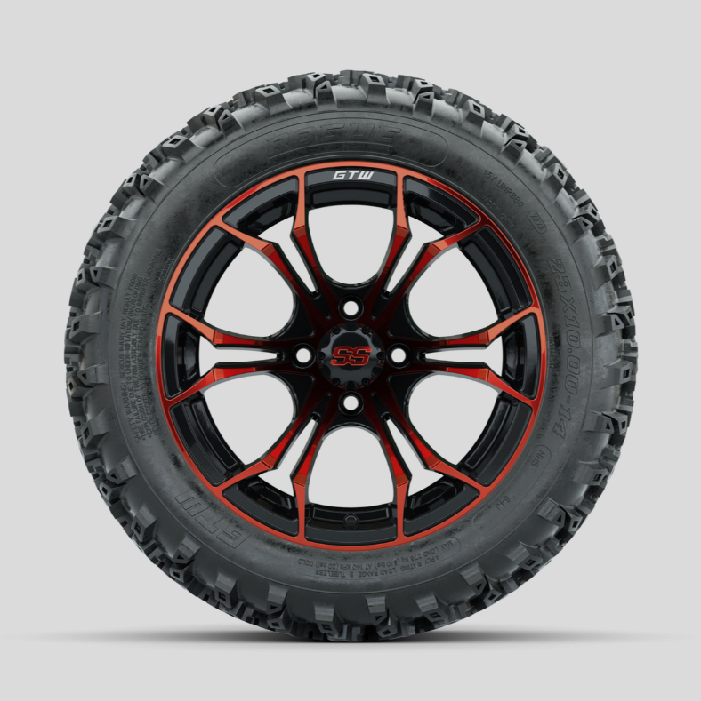 GTW Spyder Red/Black 14 in Wheels with 23x10.00-14 Rogue All Terrain Tires – Full Set