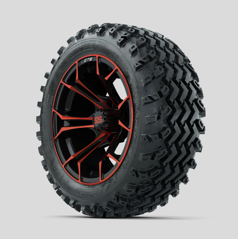 GTW Spyder Red/Black 14 in Wheels with 23x10.00-14 Rogue All Terrain Tires – Full Set