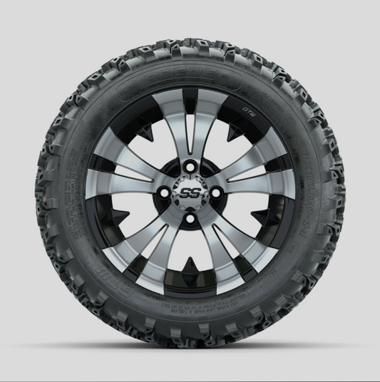 GTW Vampire Machined/Black 14 in Wheels with 23x10.00-14 Rogue All Terrain Tires – Full Set