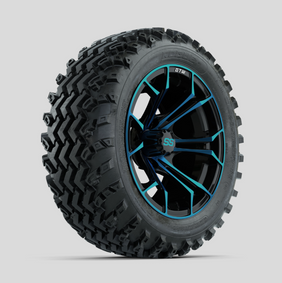 GTW Spyder Blue/Black 14 in Wheels with 23x10.00-14 Rogue All Terrain Tires  Full Set
