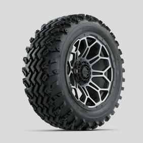 GTW Bravo Machined/Matte Grey 14 in Wheels with 23x10.00-14 Rogue All Terrain Tires  Full Set