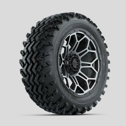 GTW Bravo Machined/Matte Grey 14 in Wheels with 23x10.00-14 Rogue All Terrain Tires – Full Set