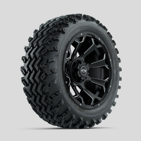 GTW Raven Ball Milled/Matte Black 14 in Wheels with 23x10.00-14 Rogue All Terrain Tires  Full Set