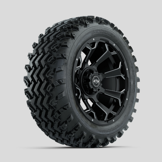 GTW Raven Ball Milled/Matte Black 14 in Wheels with 23x10.00-14 Rogue All Terrain Tires – Full Set