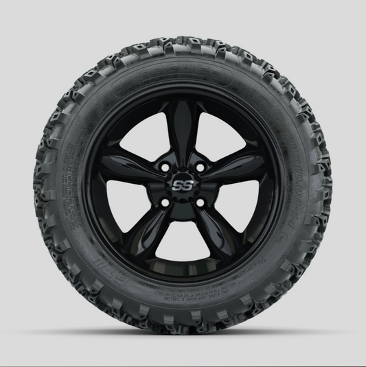 GTW Godfather Black 14 in Wheels with 23x10.00-14 Rogue All Terrain Tires – Full Set