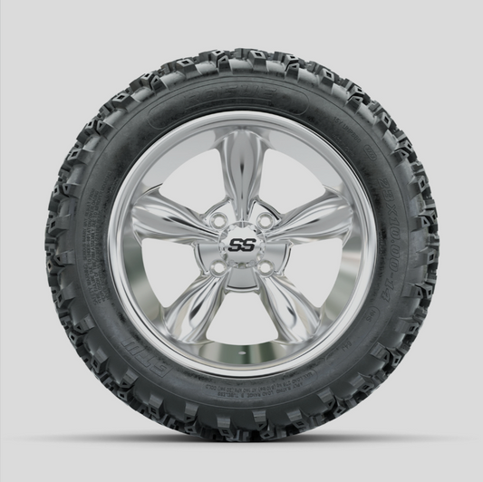 GTW Godfather Chrome 14 in Wheels with 23x10.00-14 Rogue All Terrain Tires – Full Set