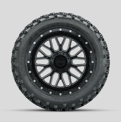 GTW Helix Machined/Black 14 in Wheels with 23x10.00-14 Rogue All Terrain Tires – Full Set