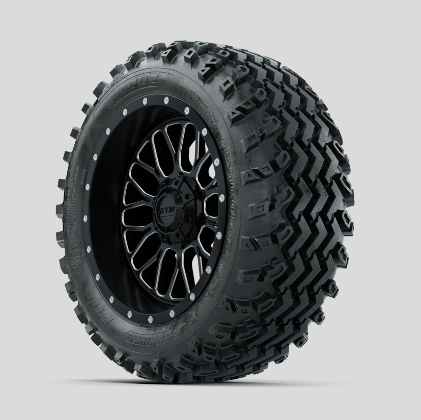 GTW Helix Machined/Black 14 in Wheels with 23x10.00-14 Rogue All Terrain Tires – Full Set