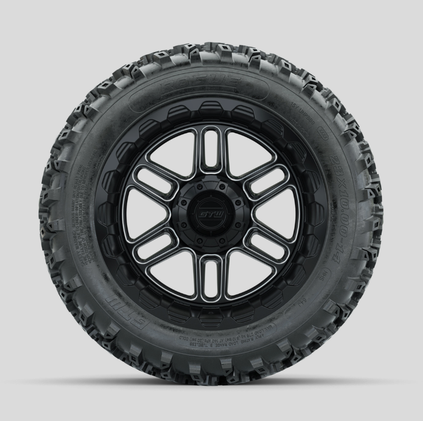 GTW Titan Machined/Black 14 in Wheels with 23x10.00-14 Rogue All Terrain Tires  Full Set