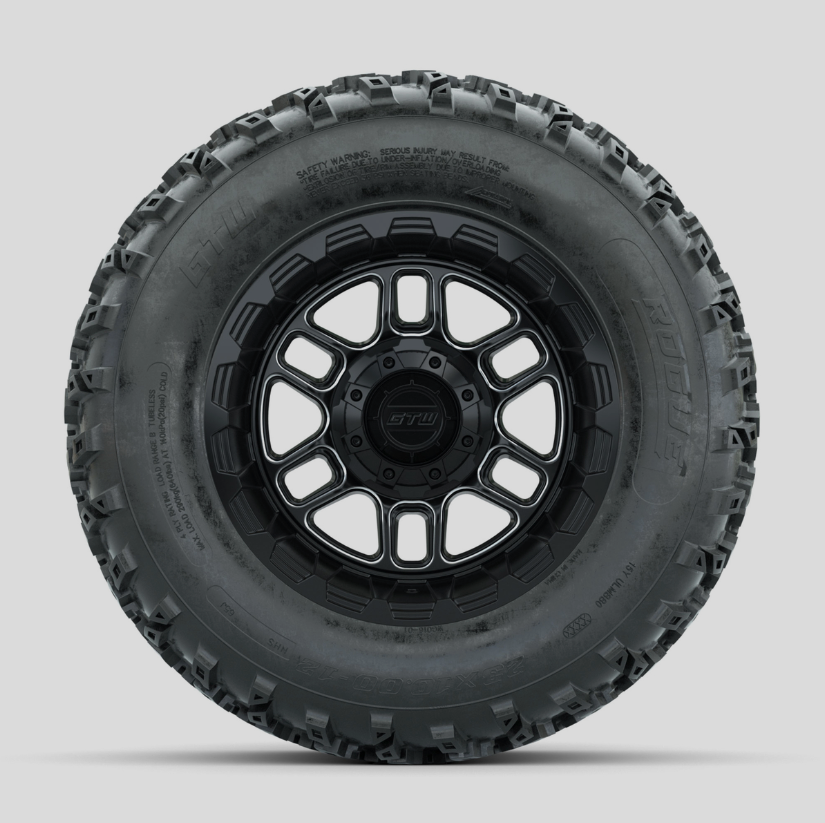 GTW Titan Machined/Black 12 in Wheels with 23x10.00-12 Rogue All Terrain Tires – Full Set