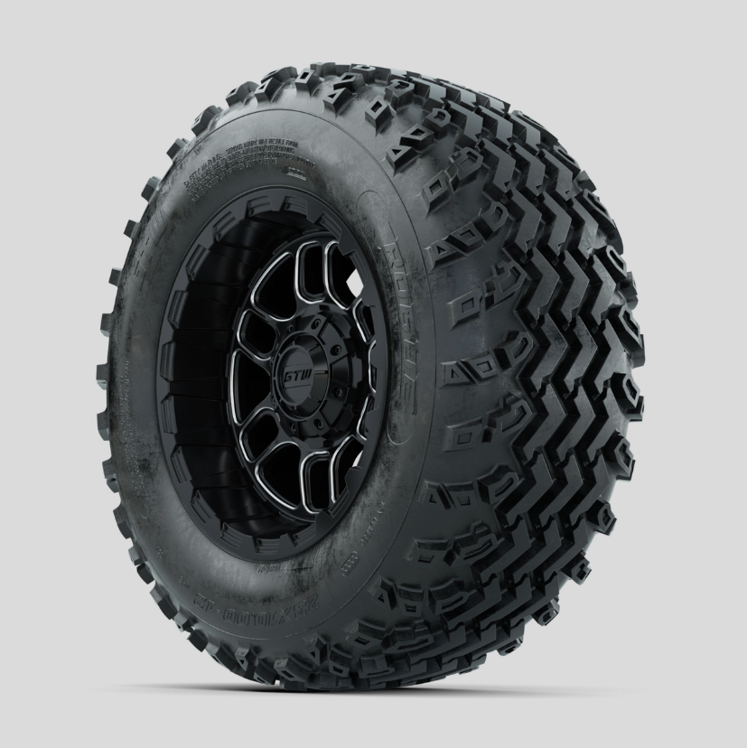 GTW Titan Machined/Black 12 in Wheels with 23x10.00-12 Rogue All Terrain Tires – Full Set