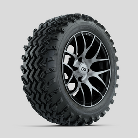 GTW Pursuit Machined/Black 14 in Wheels with 23x10.00-14 Rogue All Terrain Tires  Full Set