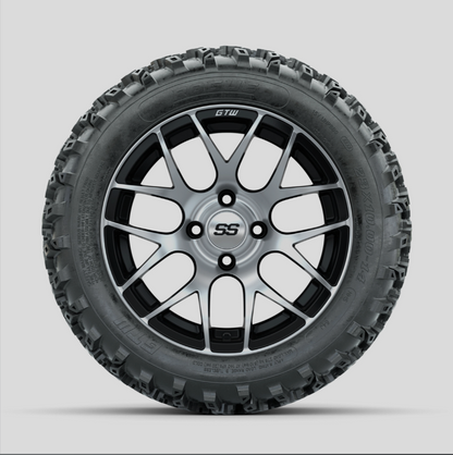 GTW Pursuit Machined/Black 14 in Wheels with 23x10.00-14 Rogue All Terrain Tires  Full Set
