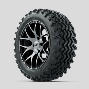 GTW Pursuit Machined/Black 14 in Wheels with 23x10.00-14 Rogue All Terrain Tires  Full Set