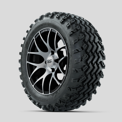 GTW Pursuit Machined/Black 14 in Wheels with 23x10.00-14 Rogue All Terrain Tires  Full Set