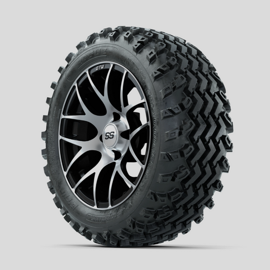 GTW Pursuit Machined/Black 14 in Wheels with 23x10.00-14 Rogue All Terrain Tires – Full Set