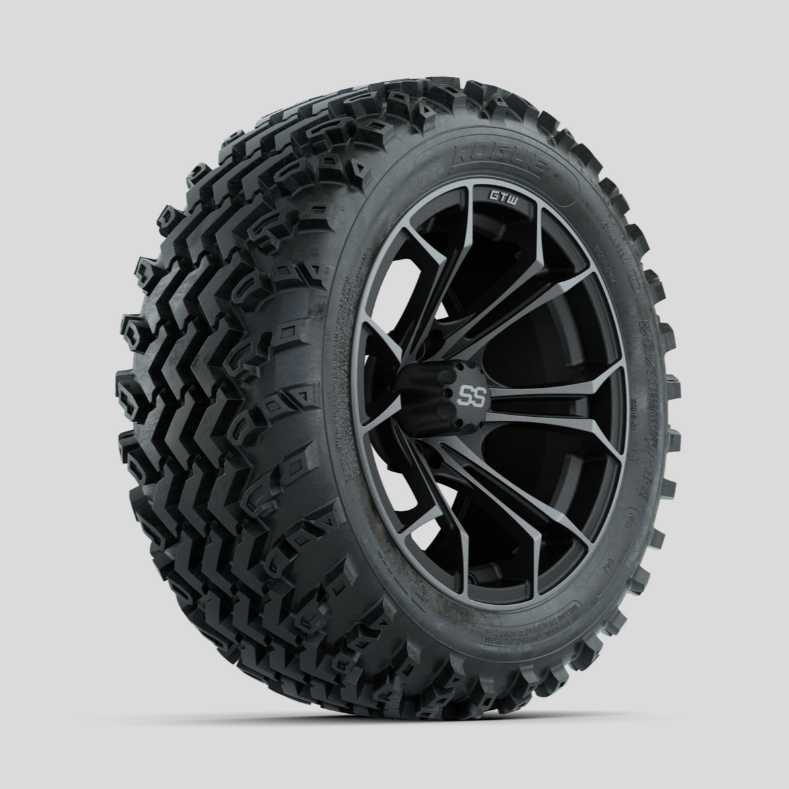 GTW Spyder Machined/Grey 14 in Wheels with 23x10.00-14 Rogue All Terrain Tires – Full Set