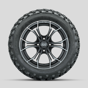 GTW Spyder Machined/Grey 14 in Wheels with 23x10.00-14 Rogue All Terrain Tires  Full Set