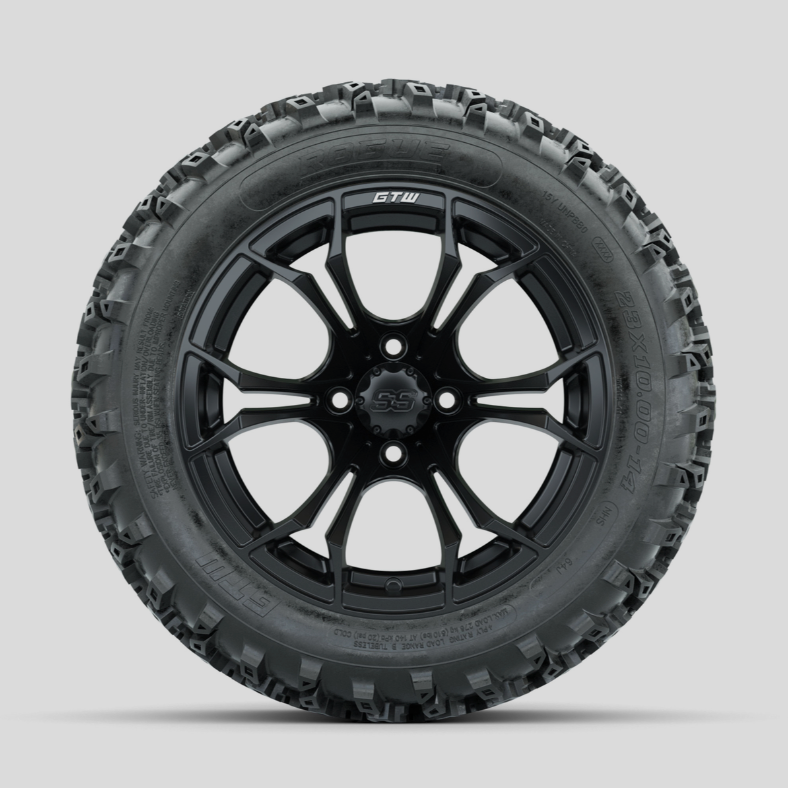 GTW Spyder Matte Black 14 in Wheels with 23x10.00-14 Rogue All Terrain Tires – Full Set