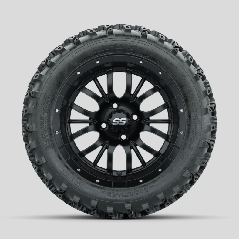 GTW Diesel Matte Black 14 in Wheels with 23x10.00-14 Rogue All Terrain Tires – Full Set