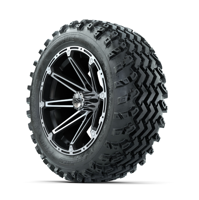 GTW Element Machined/Black 14 in Wheels with 23x10.00-14 Rogue All Terrain Tires – Full Set