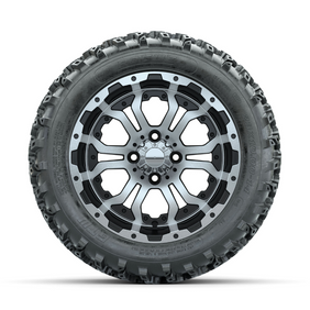 GTW Omega Machined/Black 14 in Wheels with 23x10.00-14 Rogue All Terrain Tires  Full Set