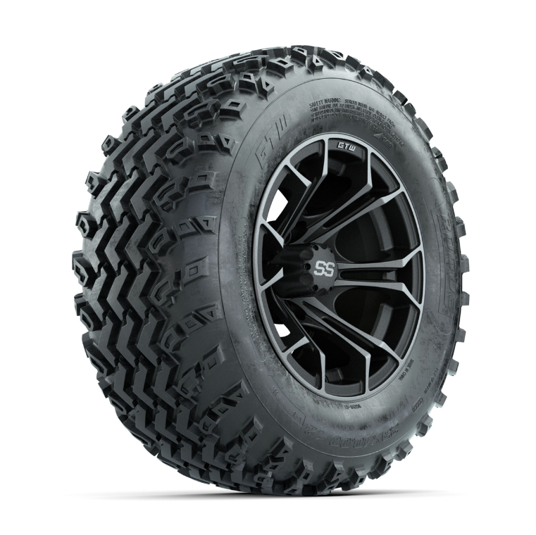 GTW Spyder Machined/Grey 12 in Wheels with 23x10.00-12 Rogue All Terrain Tires  Full Set