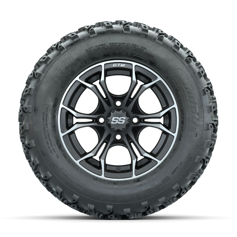 GTW Spyder Machined/Grey 12 in Wheels with 23x10.00-12 Rogue All Terrain Tires – Full Set