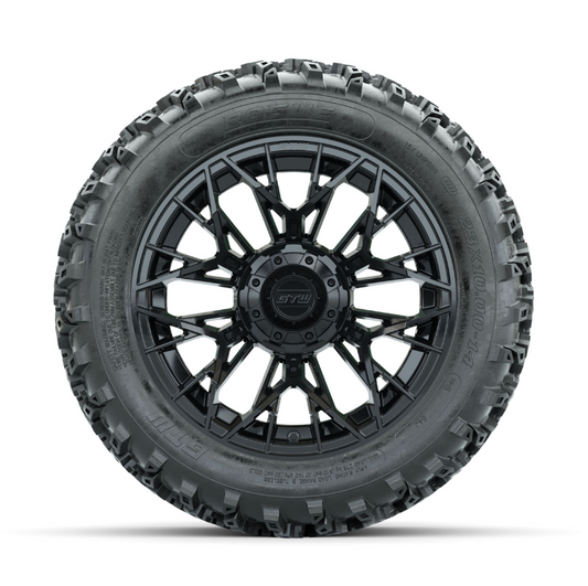 GTW Stellar Black 14 in Wheels with 23x10.00-14 Rogue All Terrain Tires – Full Set