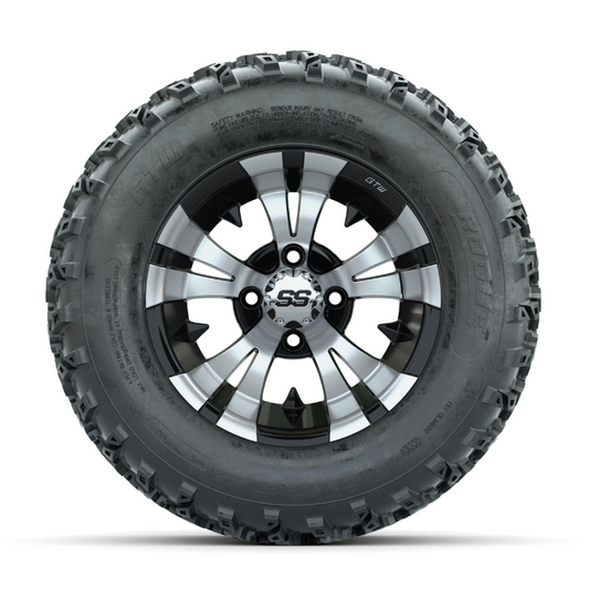 GTW Vampire Machined/Black 12 in Wheels with 23x10.00-12 Rogue All Terrain Tires – Full Set