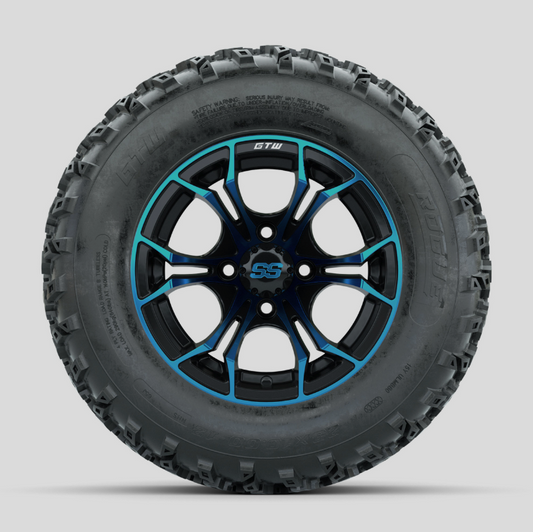 GTW Spyder Blue/Black 12 in Wheels with 23x10.00-12 Rogue All Terrain Tires – Full Set