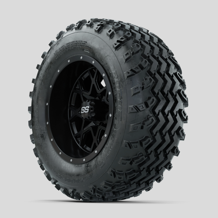 GTW Vortex Matte Black 12 in Wheels with 23x10.00-12 Rogue All Terrain Tires – Full Set