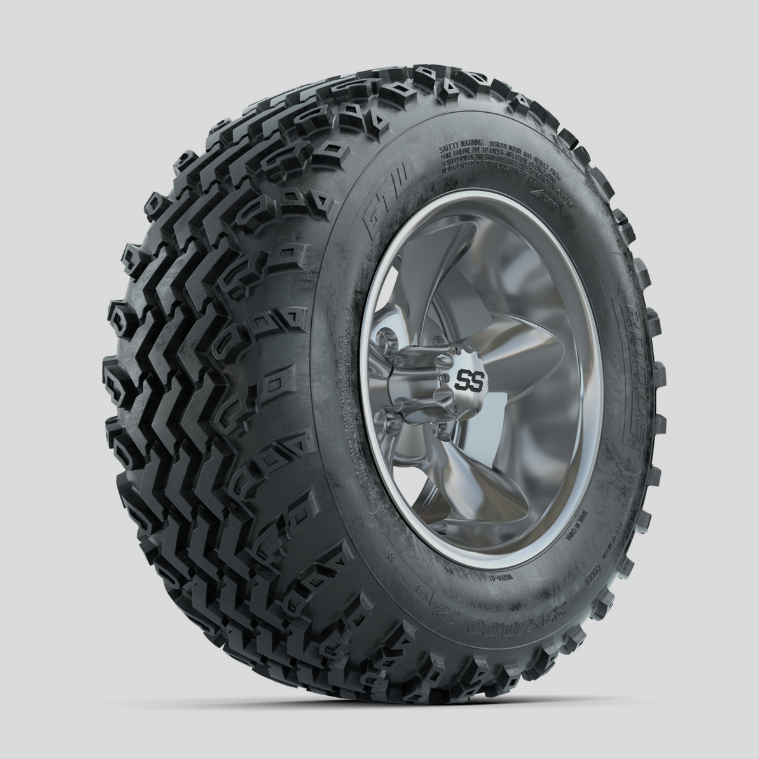 GTW Godfather Chrome 12 in Wheels with 23x10.00-12 Rogue All Terrain Tires  Full Set