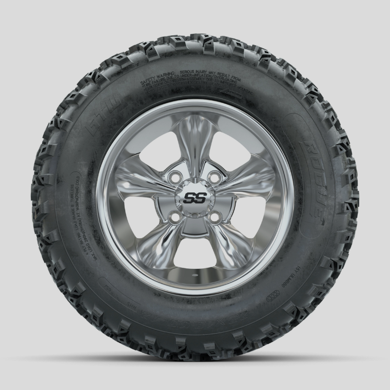 GTW Godfather Chrome 12 in Wheels with 23x10.00-12 Rogue All Terrain Tires – Full Set