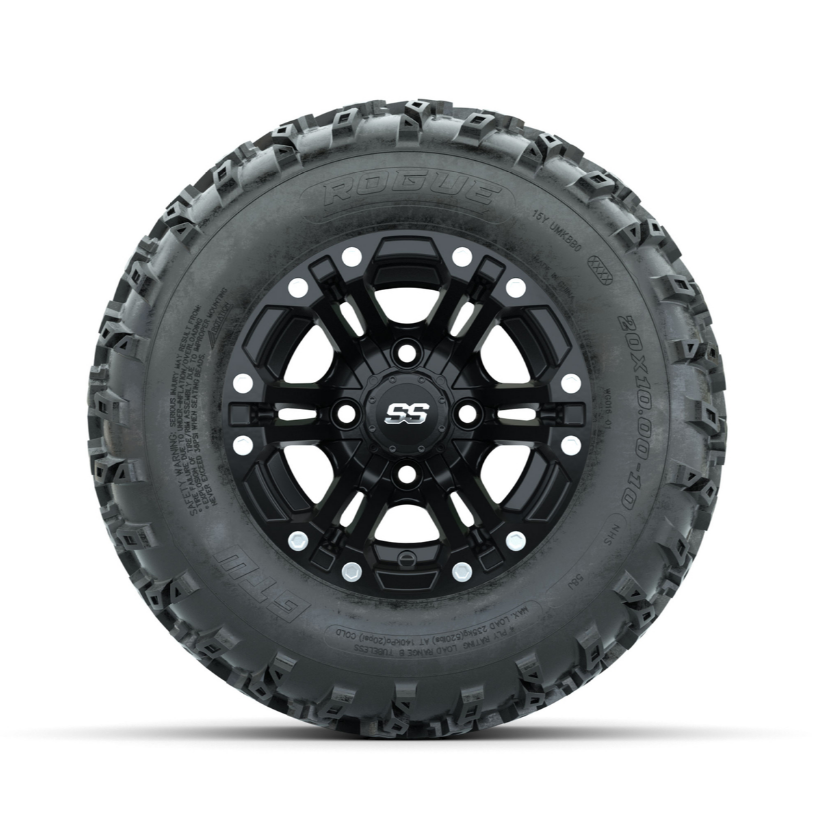 GTW Specter Matte Black 10 in Wheels with 20x10.00-10 Rogue All Terrain Tires – Full Set