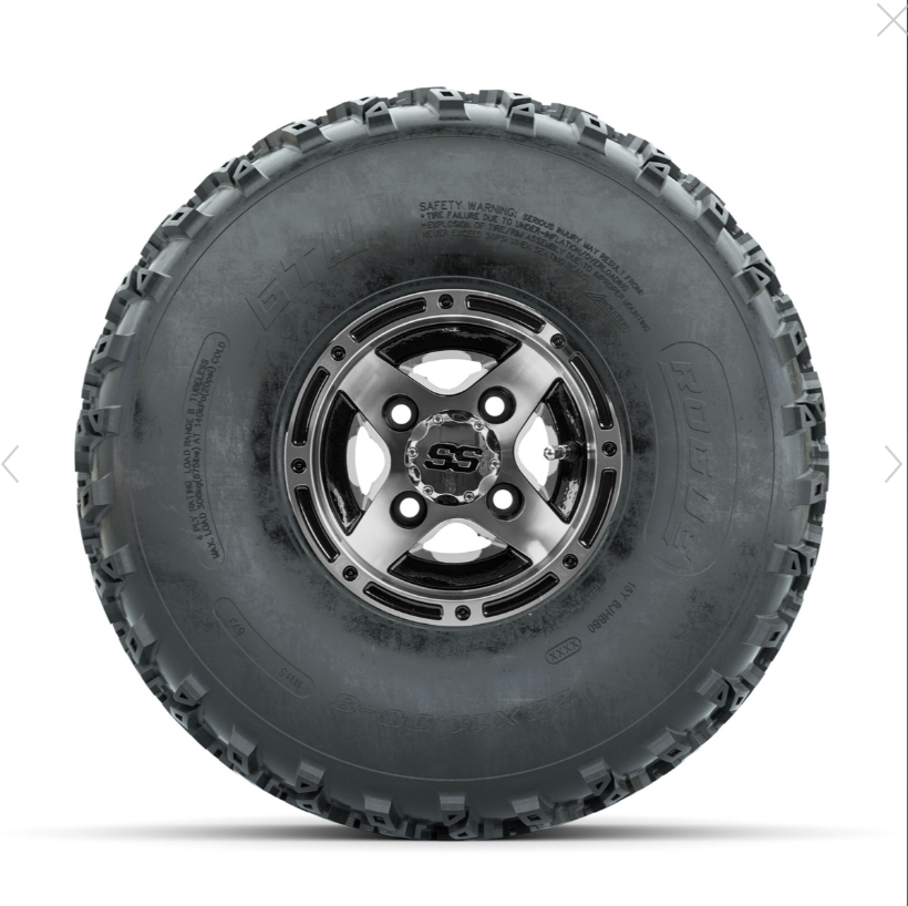 GTW Ranger Machined/Black 8 in Wheels with 22x11.00-8 Rogue All Terrain Tires  Full Set