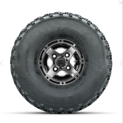 GTW Ranger Machined/Black 8 in Wheels with 22x11.00-8 Rogue All Terrain Tires – Full Set