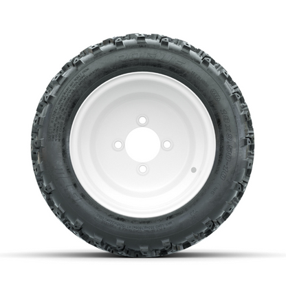 GTW Steel White Centered 10 in Wheels with 18x9.50-10 Rogue All Terrain Tires – Full Set