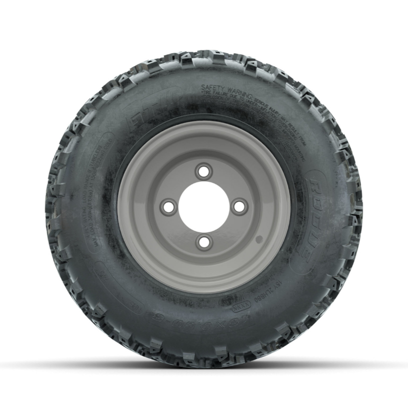 GTW Steel Club Car Grey Centered 8 in Wheels with 18x9.50-8 Rogue All Terrain Tires – Full Set