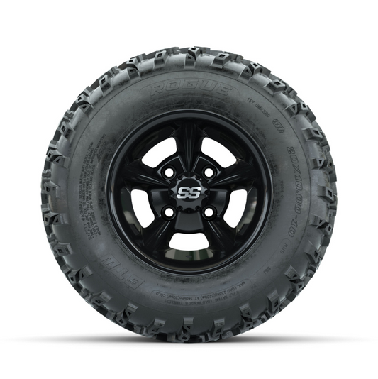 GTW Godfather Black 10 in Wheels with 20x10.00-10 Rogue All Terrain Tires – Full Set