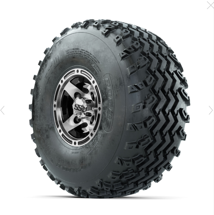 GTW Ranger Machined/Black 8 in Wheels with 22x11.00-8 Rogue All Terrain Tires  Full Set