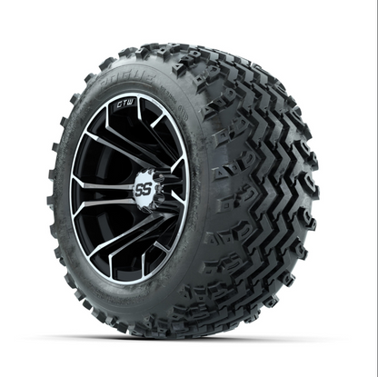 GTW Spyder Machined/Black 10 in Wheels with 18x9.50-10 Rogue All Terrain Tires – Full Set