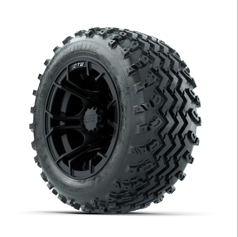 GTW Spyder Matte Black 10 in Wheels with 18x9.50-10 Rogue All Terrain Tires  Full Set