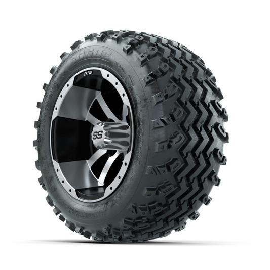 GTW Storm Trooper Machined/Black 10 in Wheels with 18x9.50-10 Rogue All Terrain Tires – Full Set