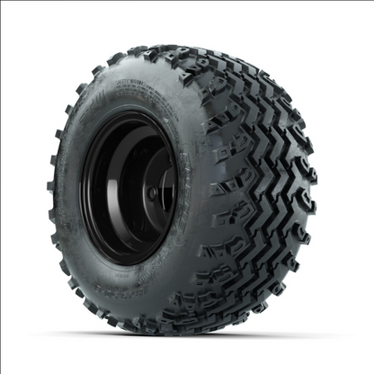 GTW Steel Gloss Black Centered 8 in Wheels with 18x9.50-8 Rogue All Terrain Tires  Full Set