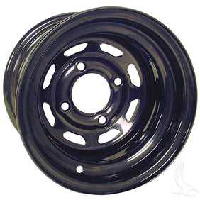 Steel, Black 8 Window, 10x7 3:4 offset Standard 8" Golf Cart Wheel
