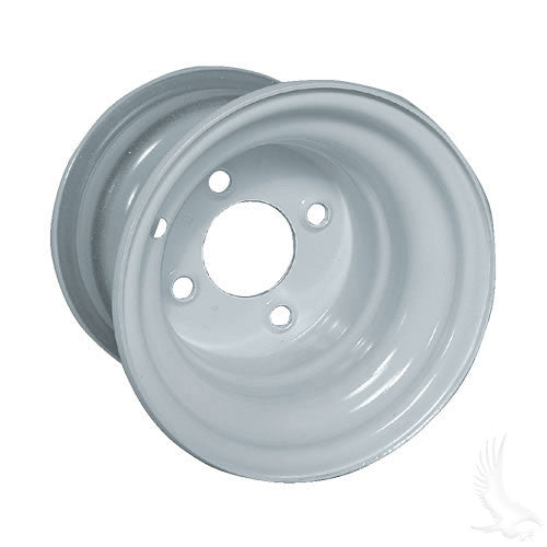 Steel, White, 8x7 w/ offsett Standard 8" Golf Cart Wheel